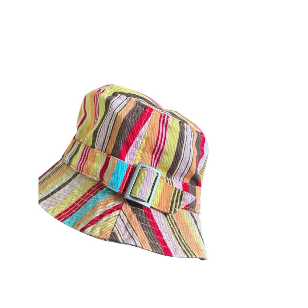VTG Old Navy Kids L/XL Retro 70s Beach Y2K Stripe Bucket Hat Boho Music Festival
